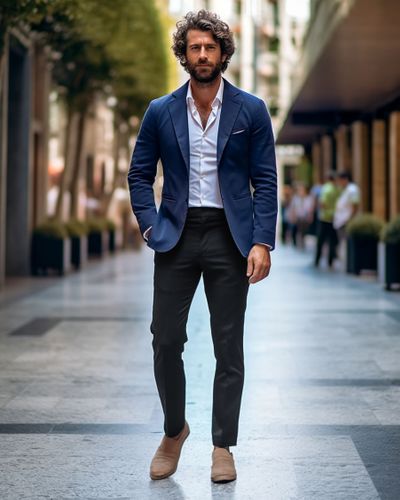 Urban Blue Jacket with Loafers